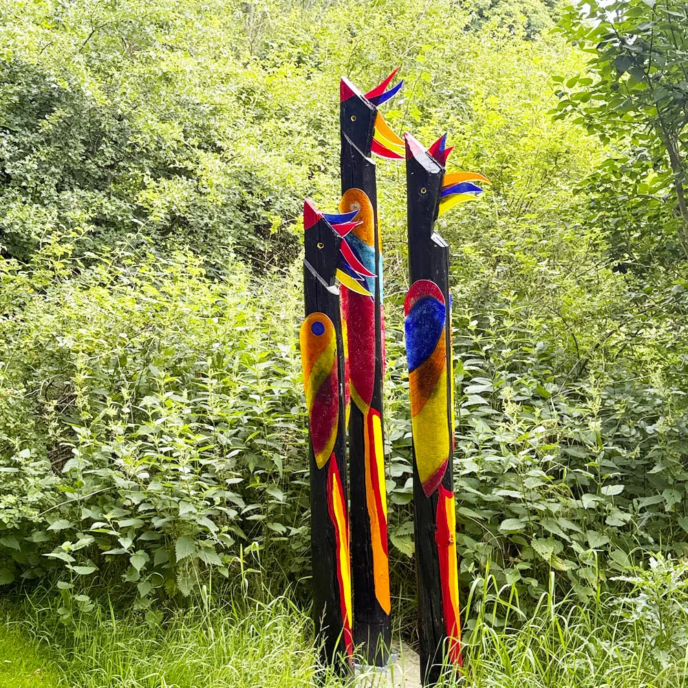 Fantasifugle i træ og glas