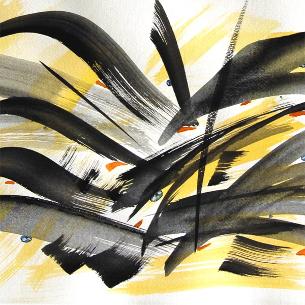 Fuglemotiv (52 * 42 cm). Akvarel af Antje Fries Harsberg