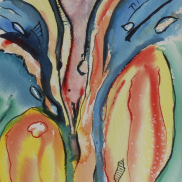 Abstrax III (33 * 43 cm). Akvarel af Antje Fries Harsberg