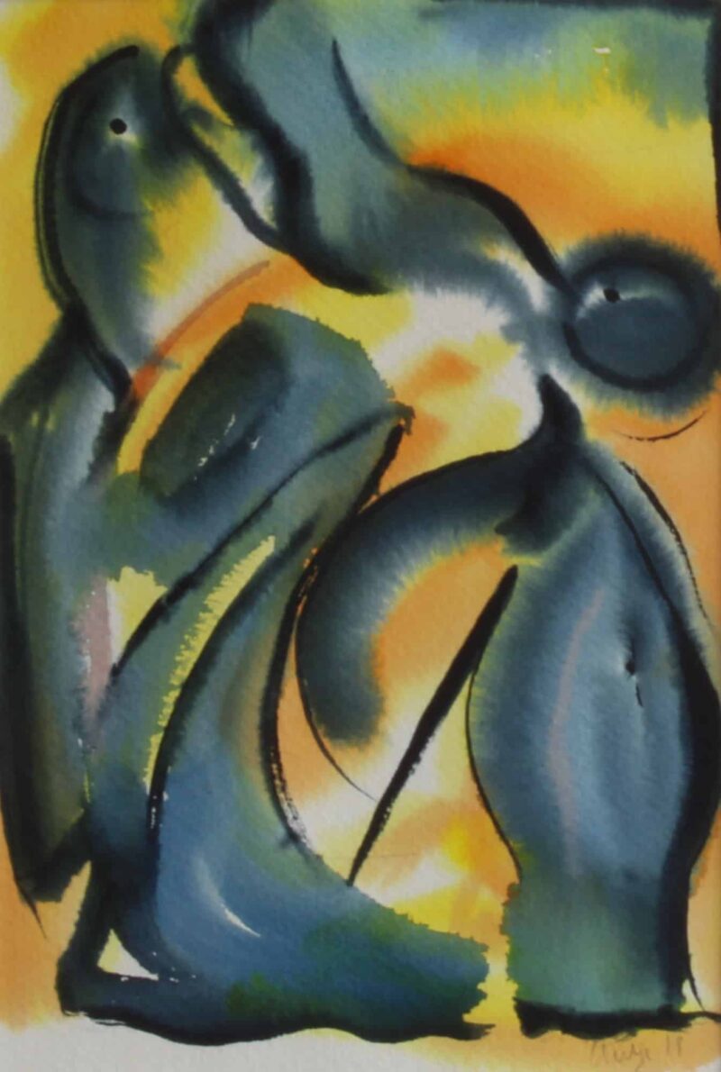 Abstrax II (33 * 43 cm). Akvarel af Antje Fries Harsberg