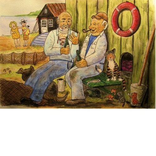 Skål, du gamle. Billedkunst af Bent Bjerring (B * H: 49 * 39 cm)