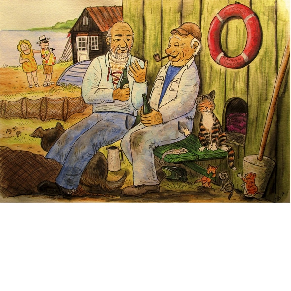 Skål, du gamle. Billedkunst af Bent Bjerring (B * H: 49 * 39 cm)