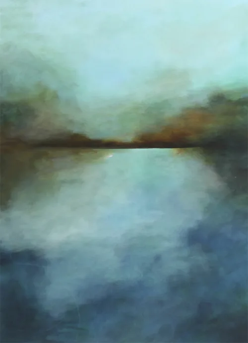 Mixmedia maleri "Spejl af et minde" af Benita Mølgaard