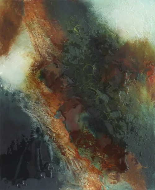 Mixmedia maleri "Erosion" af Benita Mølgaard