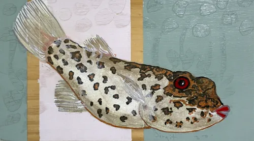 Akrylmaleri af kuglefisk