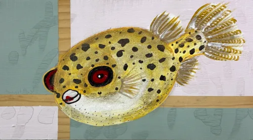 Akrylmaleri af kuglefisk