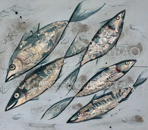 Akrylmaleri af sølvfisk