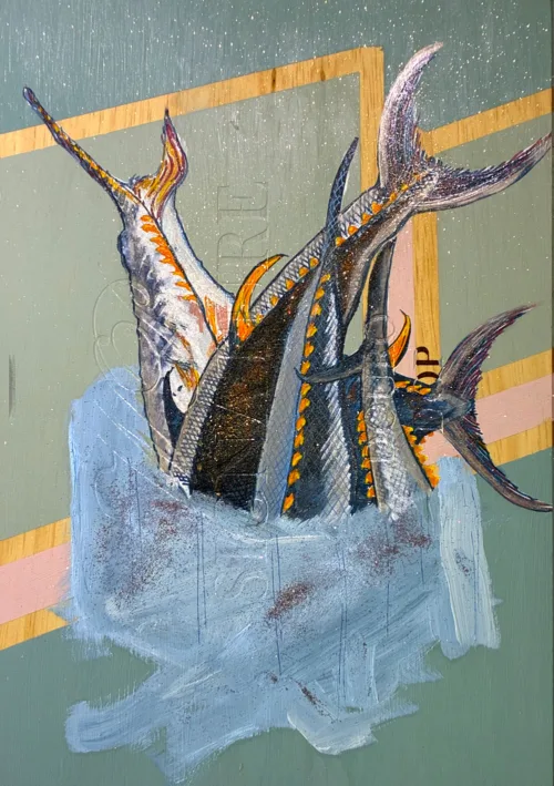 Akrylmaleri af tun i dåse