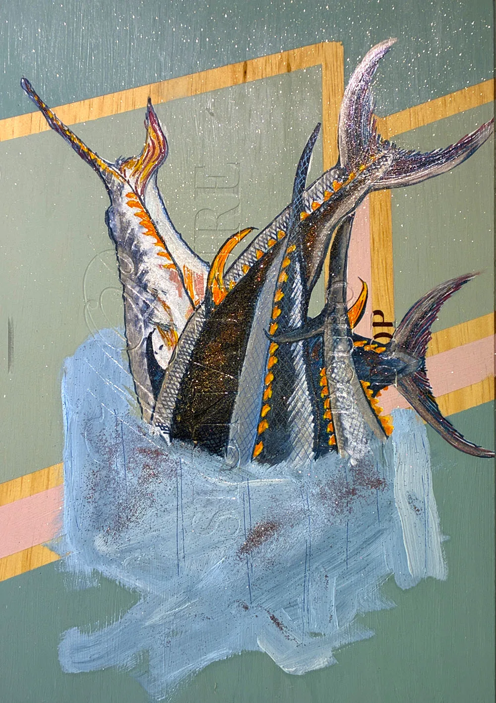 Akrylmaleri af tun i dåse