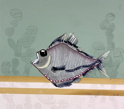 Akrylmaleri af sølvøkse