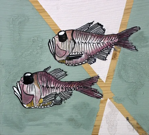 Akrylmaleri af sølvøkser