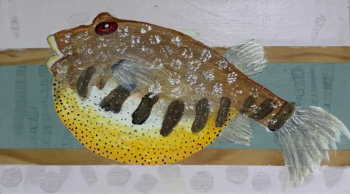 Akrylmaleri af kuglefisk