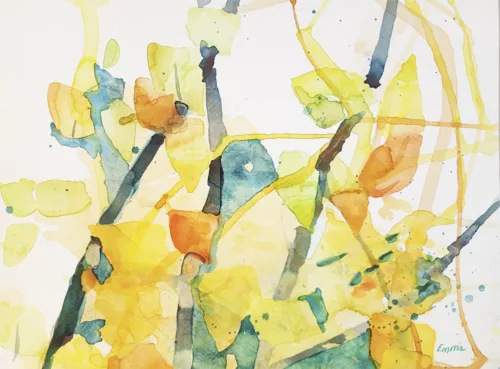 Akvarelbillede "Spejl af et minde" skabt af Emma Høj