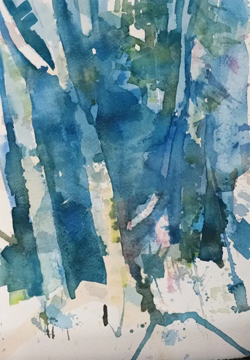 Akvarelbillede "Vinterskoven" skabt af Emma Høj