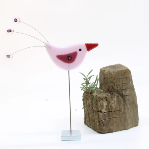 Glasfigur "Paradisfugl Fnuge" fra Grevelsgaard Glas