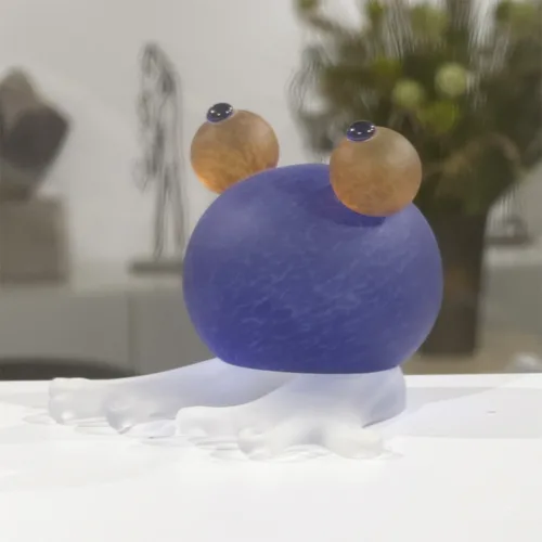 Glasskulptur "Frosch (blå)" af Borowski Glass Art