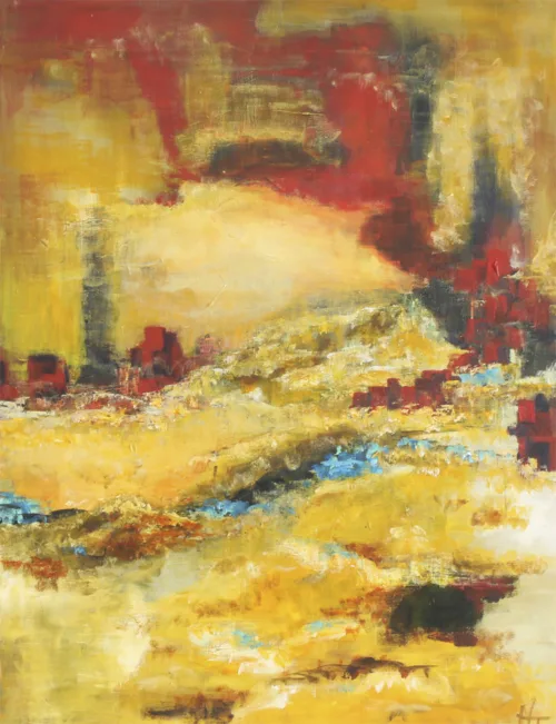 Abstrakt landskabsmaleri af Henrik Thuesen med titlen Morning