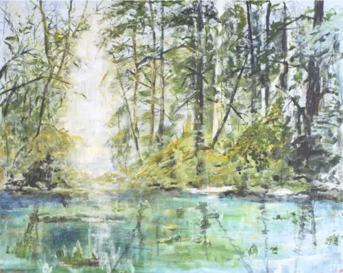 Landskabsmaleri af Henrik Thuesen med titlen Indian summer