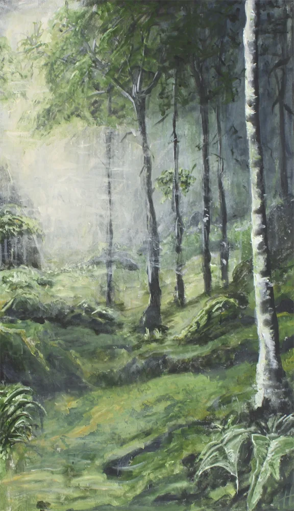 Landskabsmaleri af Henrik Thuesen med titlen Summer