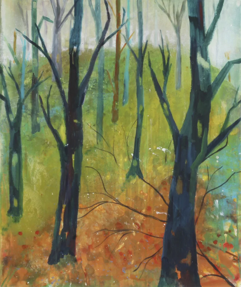 Akrylmaleri "Forest" udført af Kirsten Stubben B * H: 50 * 60 cm.