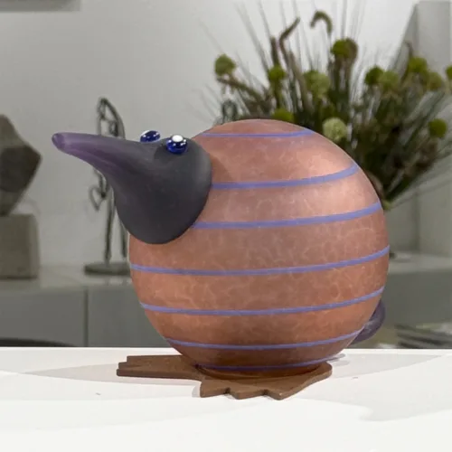 Glasskulptur "Kiwi (rosa)" af Borowski Glass Art