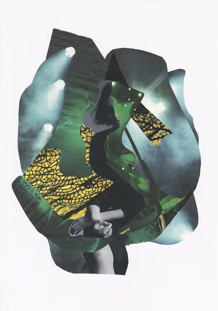 Collagebillede "I dance of the beat of my hart" udført af Maria Urvang
