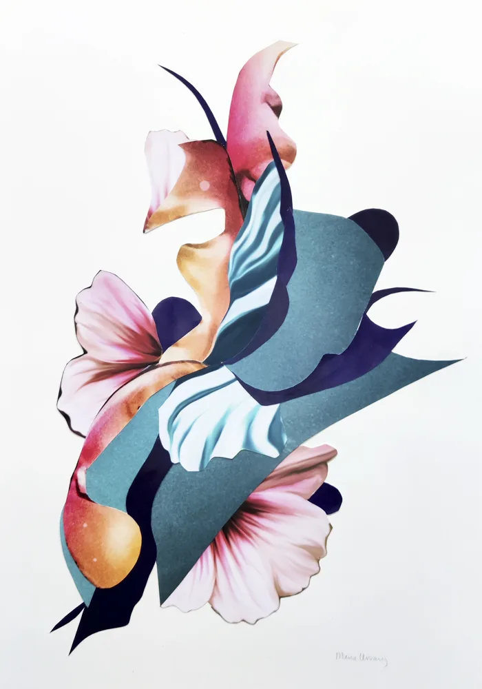 Collagebillede "Blossom af spring II" udført af Maria Urvang