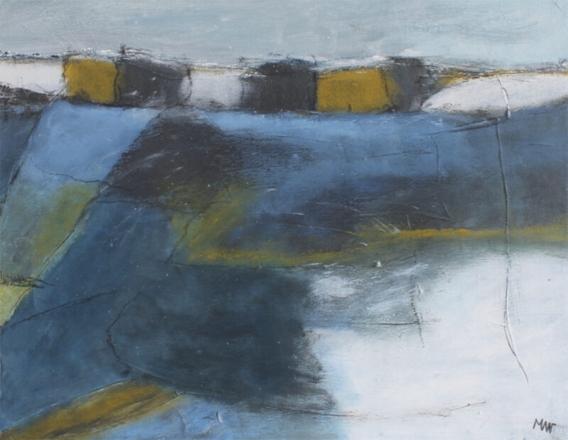 Landskab I. Maleri af Marianne Wikkelsø. B * H: 50 * 40 cm