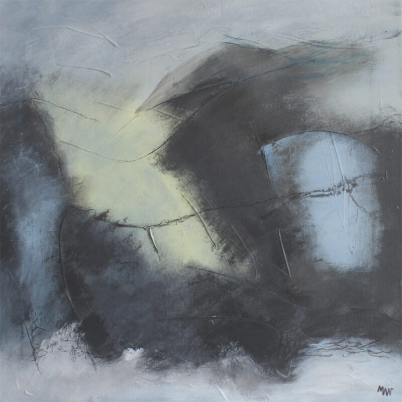 Lysstrejf. Maleri af Marianne Wikkelsø. B * H: 50 * 50 cm