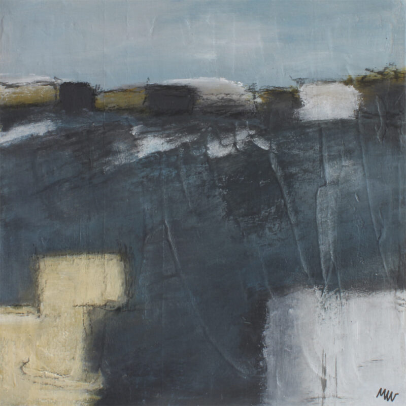 Landskab II. Maleri af Marianne Wikkelsø. B * H: 40 * 40 cm