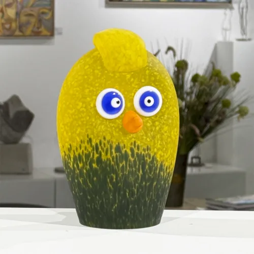 Glasskulptur "Oscar (gul/grøn)" af Borowski Glass Art