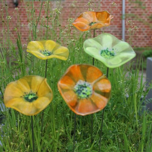 Glasblomster gul orange
