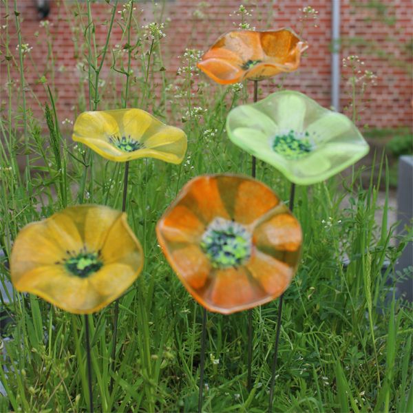 Glasblomster gul orange