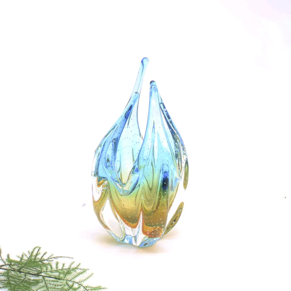 Glasskulptur "blå/gylden deco" af São Marcos Murano glas