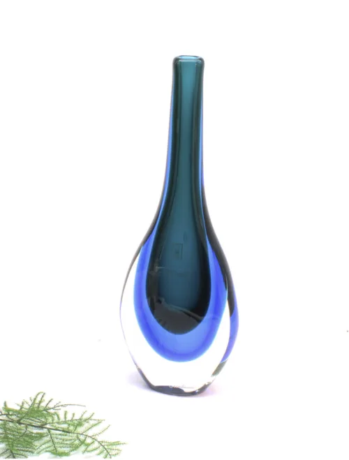 Glasskulptur "blå/grønlig vase" af São Marcos Murano glas