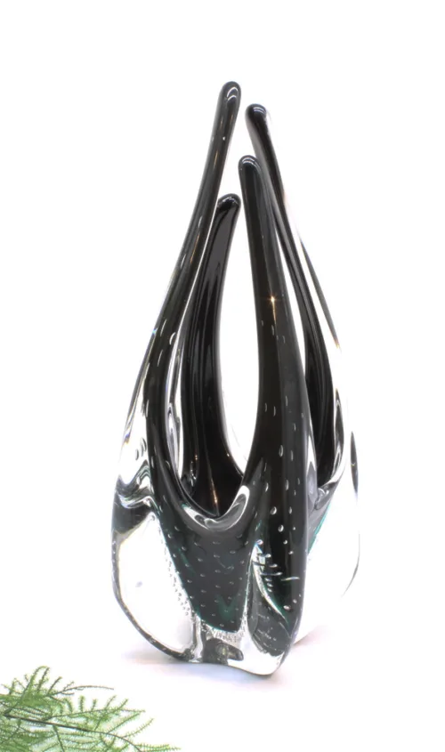 Glasskulptur "grøn/sort deco" af São Marcos Murano glas