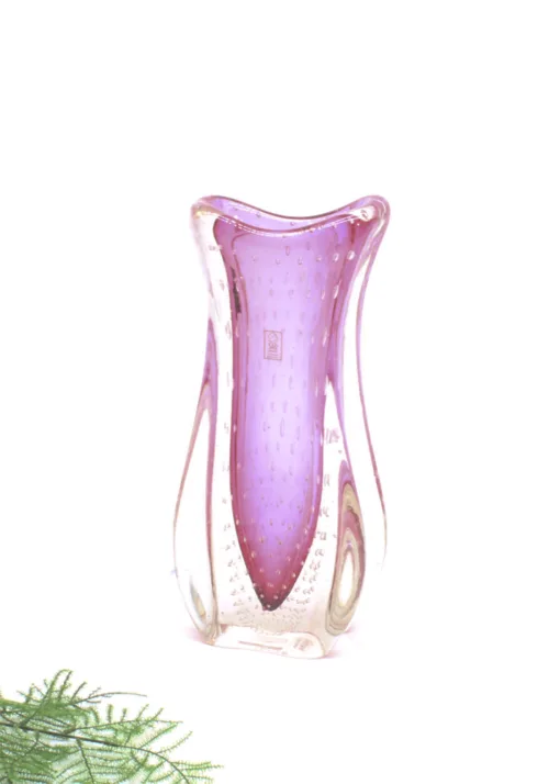 Glasskulptur "Høj lyserød vase" af São Marcos Murano glas