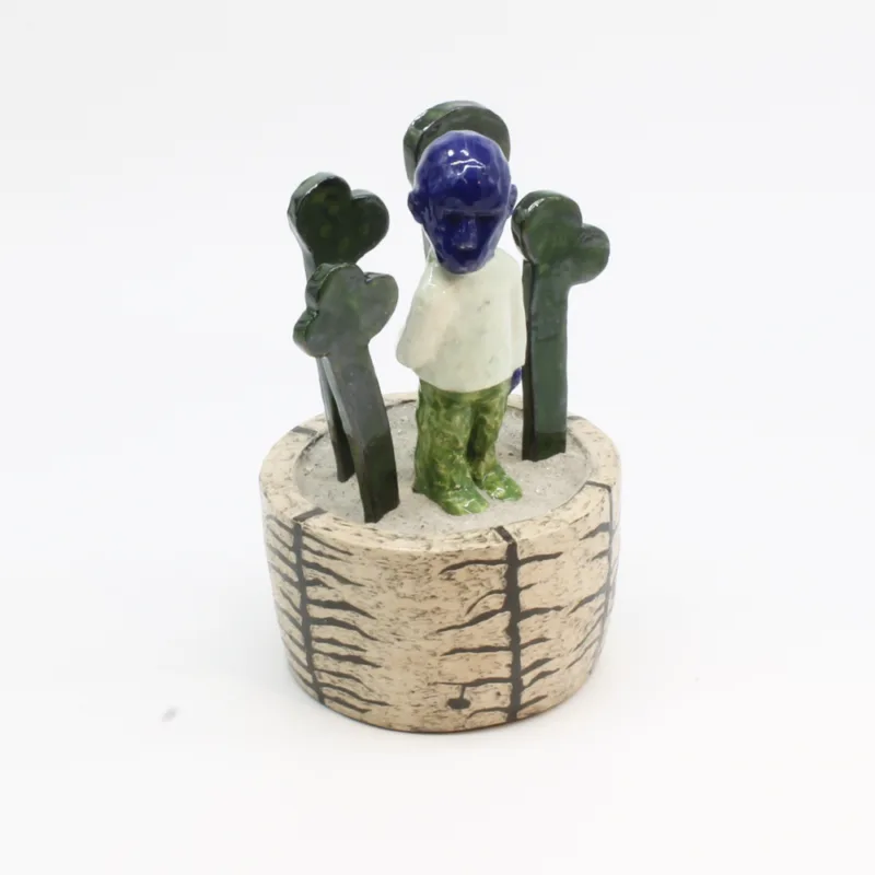 Keramik skulptur "Månemanden" af Susanne Ullidtz H: 21 cm