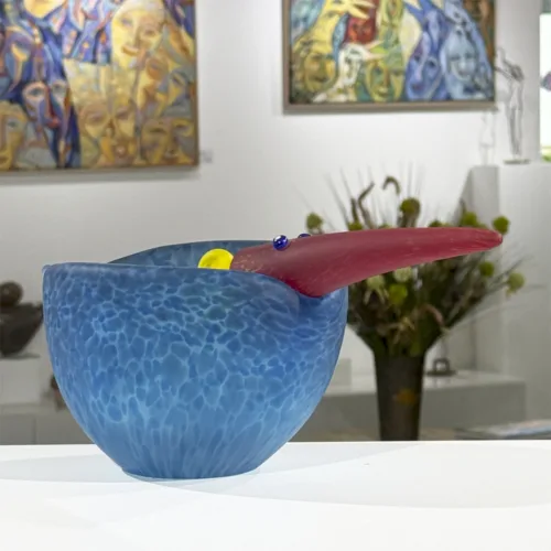 Glasskulptur "Tweedy (blå)" af Borowski Glass Art