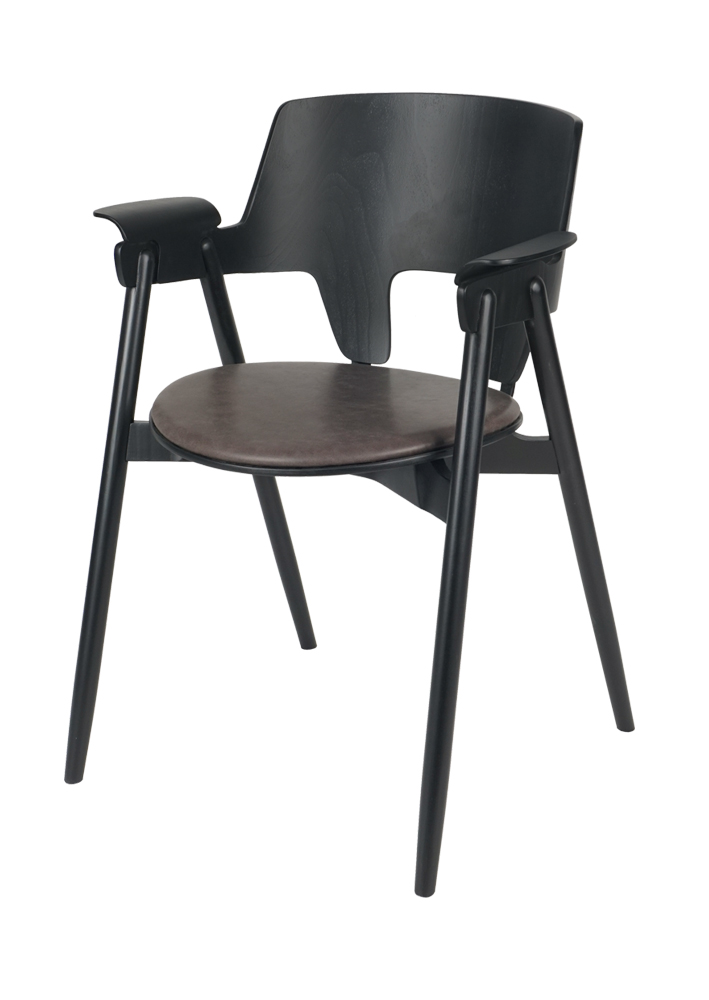 Spisebordsstol. Woodpecker 19091 Beech black Black leather