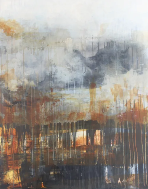 Mixmedia maleri "Efterklang" af Benita Mølgaard