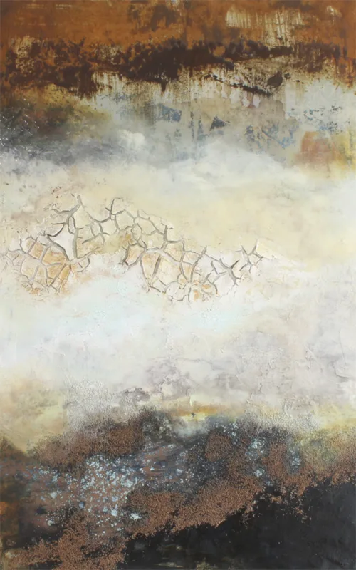 Mixmedia maleri "Revner i stilheden" af Benita Mølgaard